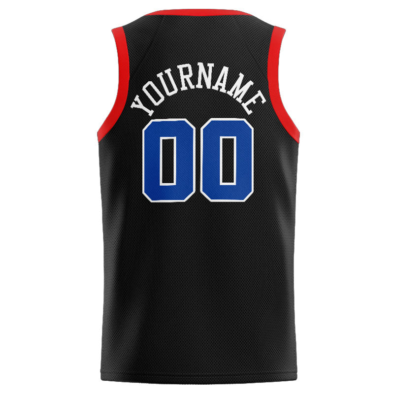 Benutzerdefinierte Authentisch  Basketball Trikot Schwarz-Royal-Rot-Weiß