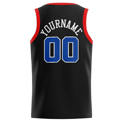 Benutzerdefinierte Authentisch  Basketball Trikot Schwarz-Royal-Rot-Weiß
