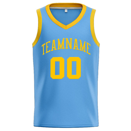 Benutzerdefinierte Authentisch  Basketball Trikot Hellblau-gelb