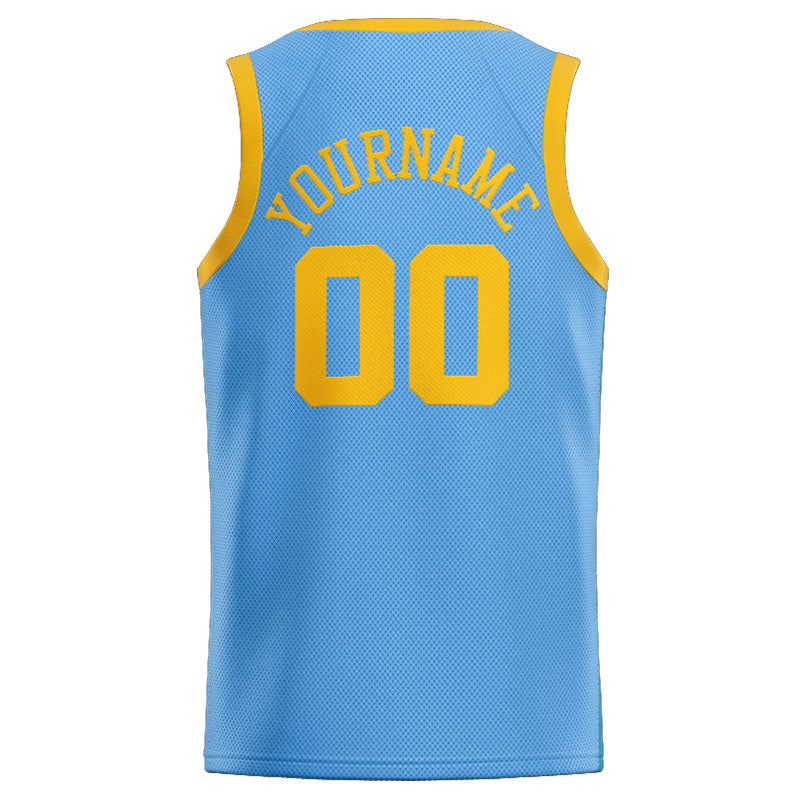Benutzerdefinierte Authentisch  Basketball Trikot Hellblau-gelb