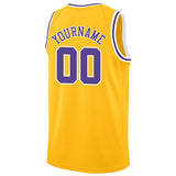 Benutzerdefinierte Authentisch  Basketball Trikot Gelb -Violett-Weiß