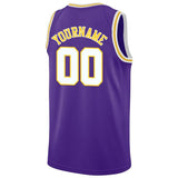 Benutzerdefinierte Authentisch  Basketball Trikot Violett-Weiß-Gelb