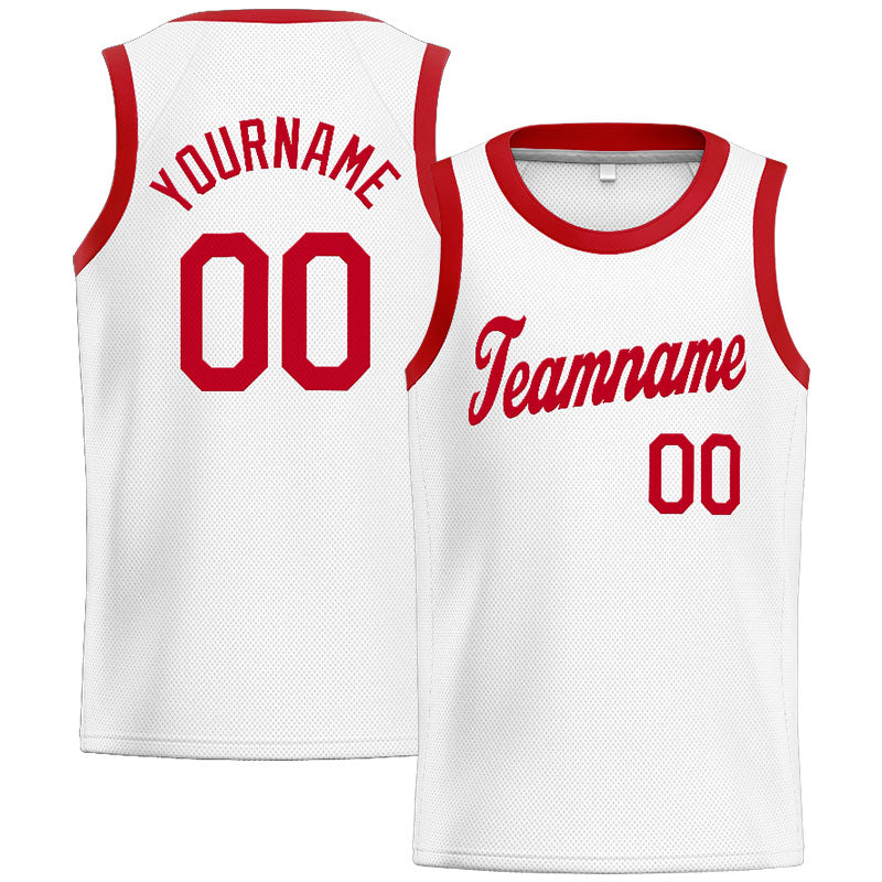Benutzerdefinierte Authentisch  Basketball Trikot Weiß Rot