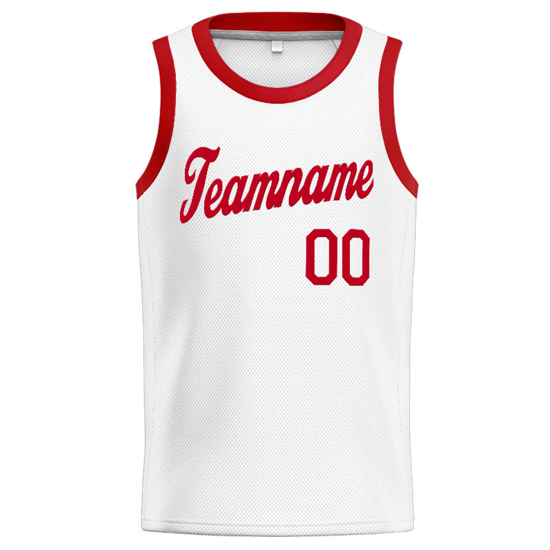 Benutzerdefinierte Authentisch  Basketball Trikot Weiß Rot