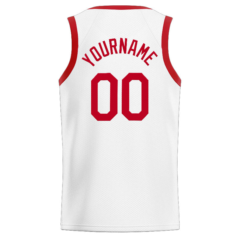 Benutzerdefinierte Authentisch  Basketball Trikot Weiß Rot