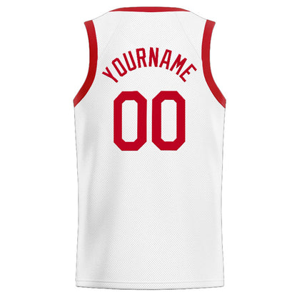 Benutzerdefinierte Authentisch  Basketball Trikot Weiß Rot
