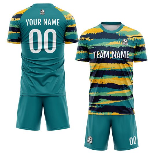 Benutzerdefinierte Fußball Trikots für Männer Frauen Personalisierte Fußball Uniformen für Erwachsene und Kind Teal