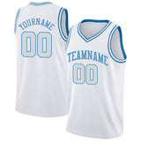 Benutzerdefinierte Authentisch  Basketball Trikot Hell Blau-Weiß