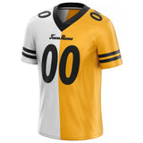 Benutzerdefinierte Authentisch Teilt Mode Fußballleibchen Yellow-White-Black Gittergewebe