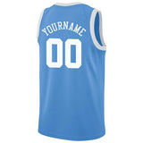 Benutzerdefinierte Authentisch  Basketball Trikot Hell Blau-Weiß