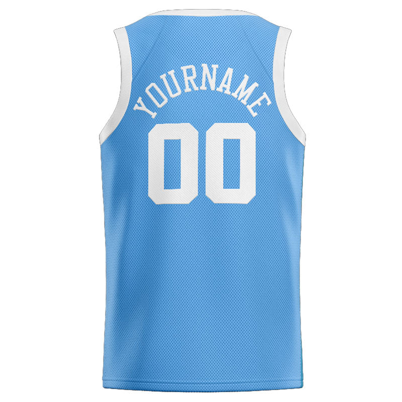 Benutzerdefinierte Authentisch  Basketball Trikot Hellblau-Weiß