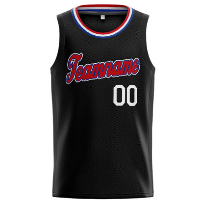 Benutzerdefinierte Authentisch  Basketball Trikot Schwarz- Rot- königlich -Weiß