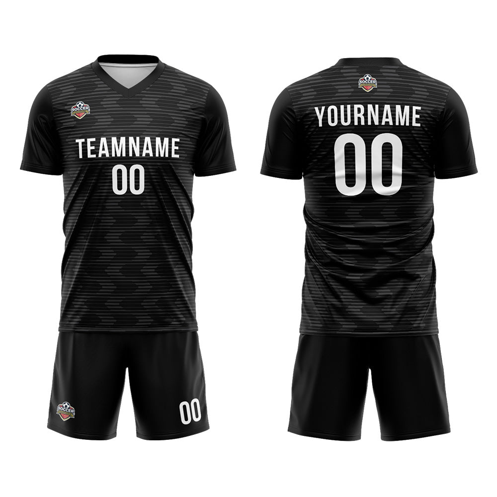 Benutzerdefinierte Fußball Trikots für Männer Frauen Personalisierte Fußball Uniformen für Erwachsene und Kind Schwarz