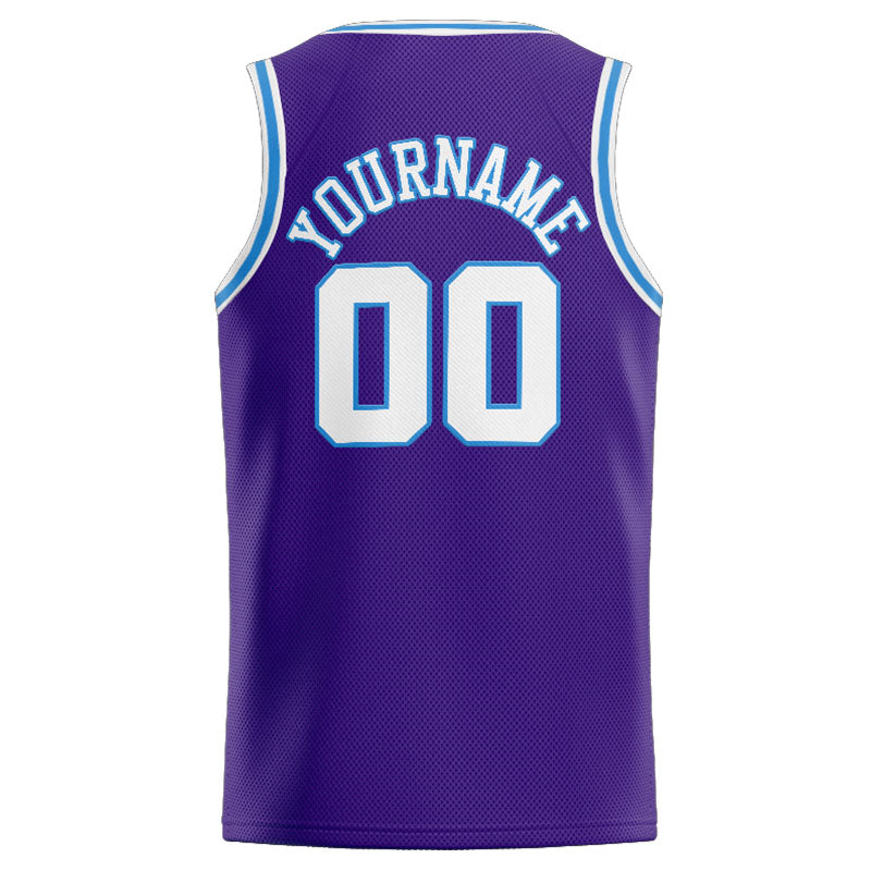 Benutzerdefinierte Authentisch  Basketball Trikot Lila-Weiß-Hellblau