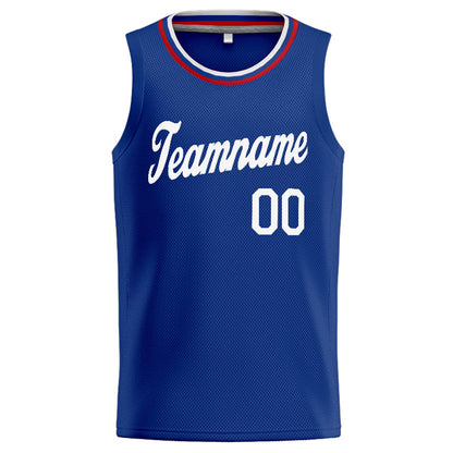 Benutzerdefinierte Authentisch  Basketball Trikot Königlich- Weiß- Rot