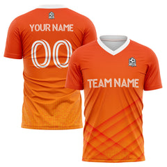 Benutzerdefinierte Fußballuniform Jersey Kinder Erwachsene Personalisiertes Set Jersey Shirt Orange