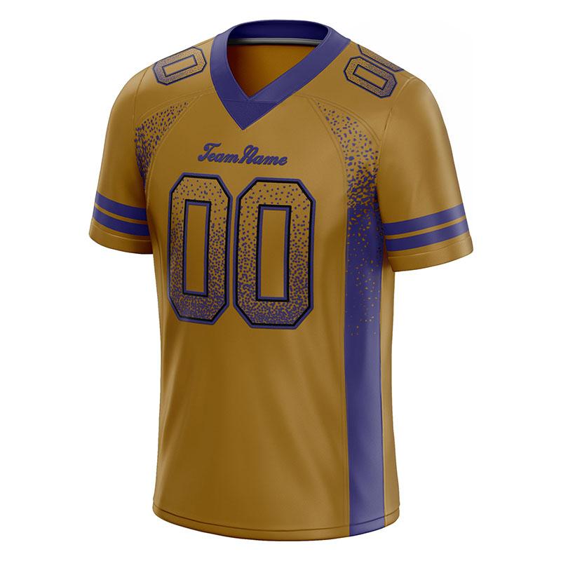 Team Benutzerdefinierte Authentisch Drift Mode Fußball Jersey Gold-Violett Gittergewebe