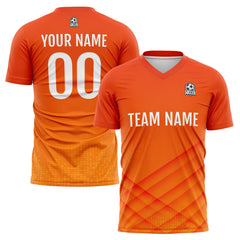 Benutzerdefinierte Fußball Trikots für Männer Frauen Personalisierte Fußball Uniformen für Erwachsene und Kind Orange&Weiß