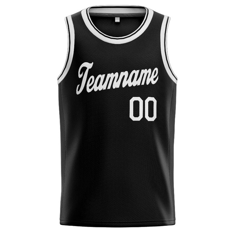 Benutzerdefinierte Authentisch  Basketball Trikot Schwarz-Weiß