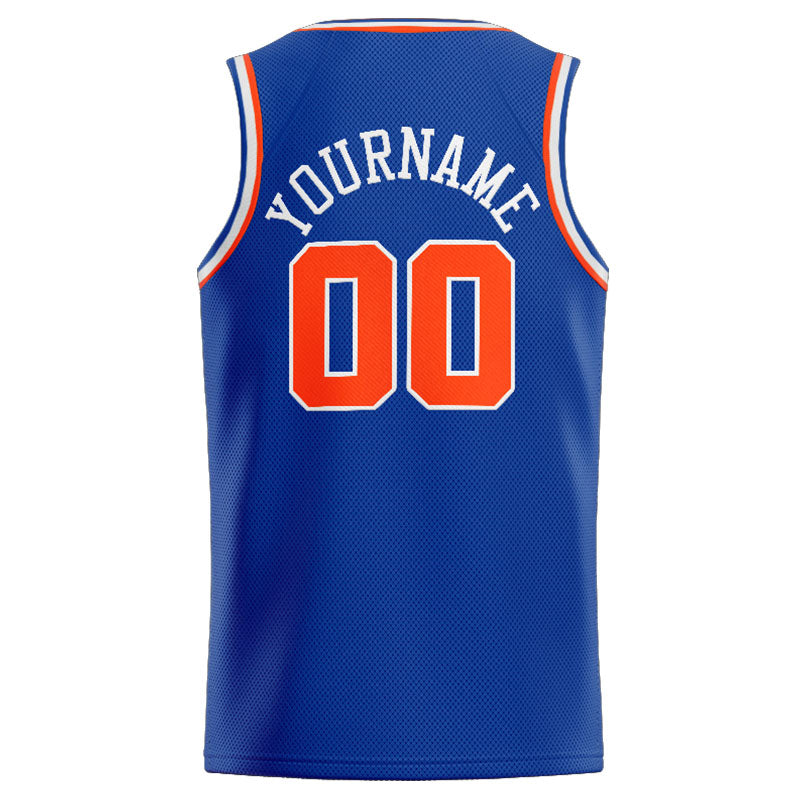 Benutzerdefinierte Authentisch  Basketball Trikot Königlich- Orange-Weiß