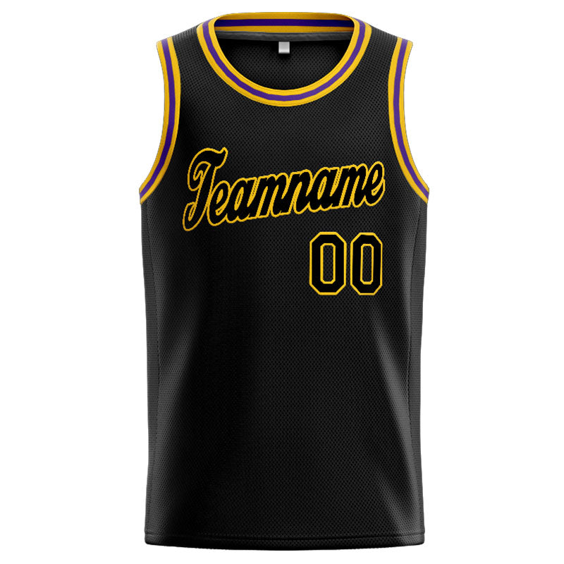 Benutzerdefinierte Authentisch  Basketball Trikot Schwarz- Gelb