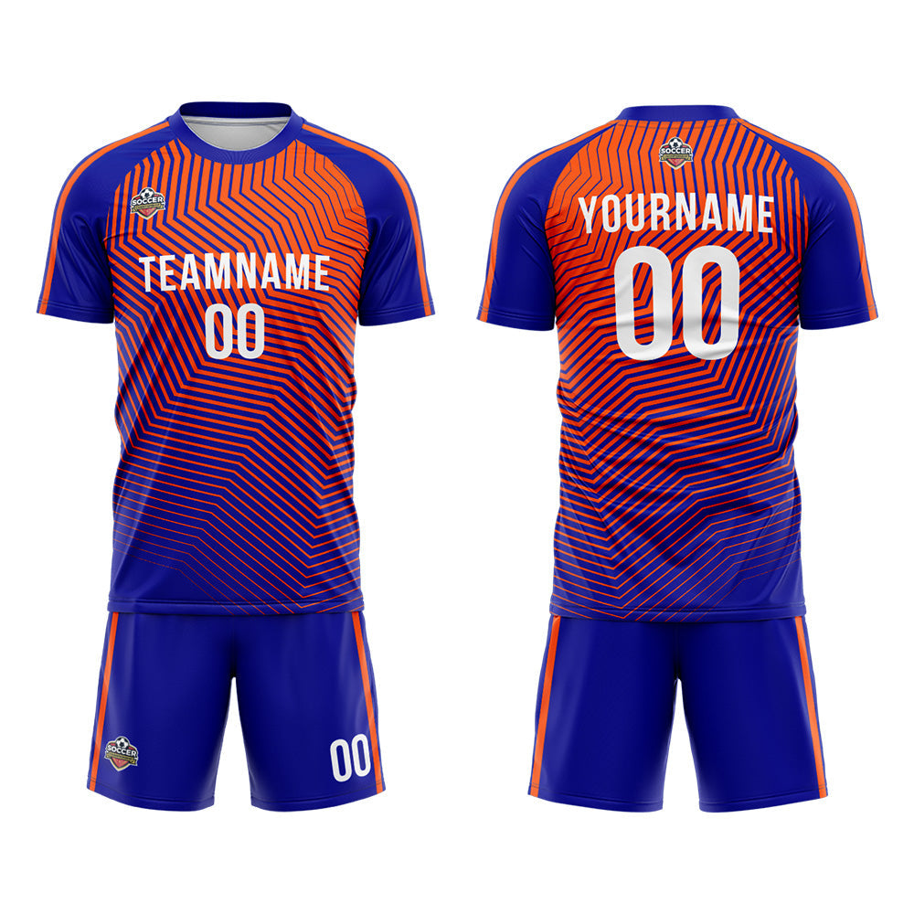 Benutzerdefinierte Fußball Trikots für Männer Frauen Personalisierte Fußball Uniformen für Erwachsene und Kind Royal-Orange
