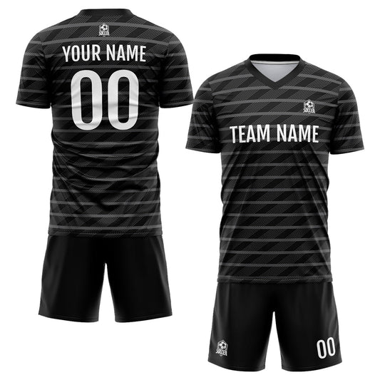 Benutzerdefinierte Fußball Trikots für Männer Frauen Personalisierte Fußball Uniformen für Erwachsene und Kind Schwarz