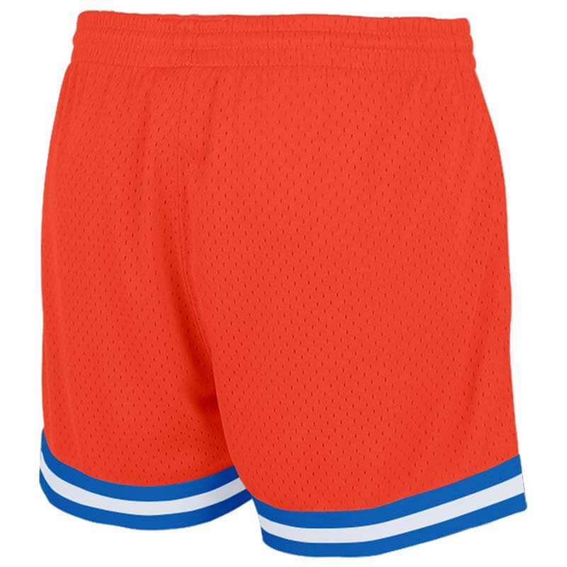 Benutzerdefiniert Weiß-Blau-Gelb-Rot Authentisch Rückblick Basketball Kurze Hose