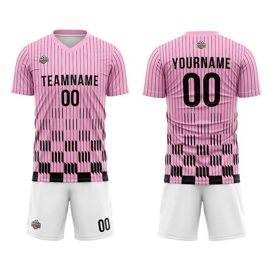 Benutzerdefinierte Fußball Trikots für Männer Frauen Personalisierte Fußball Uniformen für Erwachsene und Kind Rosa-Weiß