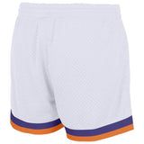 Benutzerdefiniert Weiß-Orange-Violett Authentisch Rückblick Basketball Kurze Hose