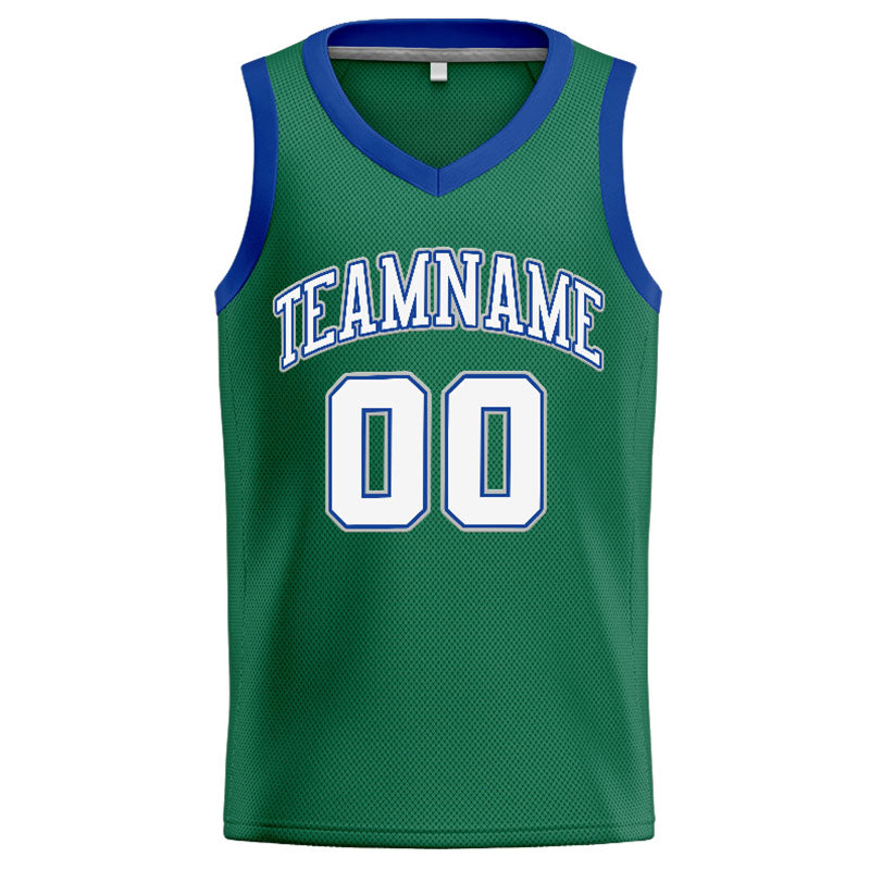 Benutzerdefinierte Authentisch  Basketball Trikot Kelly Grün-Weiß-Royal