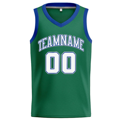 Benutzerdefinierte Authentisch  Basketball Trikot Kelly Grün-Weiß-Royal