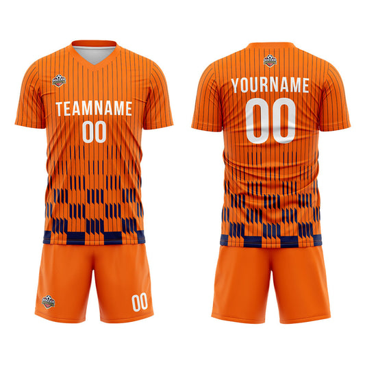 Benutzerdefinierte Fußball Trikots für Männer Frauen Personalisierte Fußball Uniformen für Erwachsene und Kind Orange-Marine