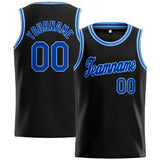 Benutzerdefinierte Authentisch  Basketball Trikot Schwarz- Königlich- Weiß