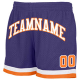 Benutzerdefiniert Weiß-Orange-Violett Authentisch Rückblick Basketball Kurze Hose