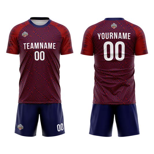 Benutzerdefinierte Fußball Trikots für Männer Frauen Personalisierte Fußball Uniformen für Erwachsene und Kind Burgund-Marine