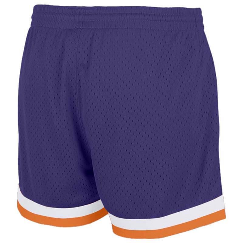 Benutzerdefiniert Weiß-Orange-Violett Authentisch Rückblick Basketball Kurze Hose
