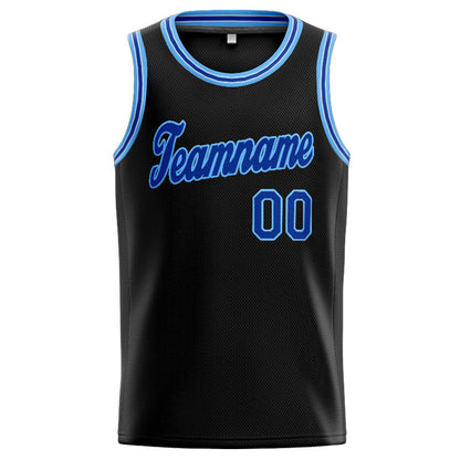 Benutzerdefinierte Authentisch  Basketball Trikot Schwarz- Königlich- Weiß