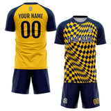 Benutzerdefinierte Fußball Trikots für Männer Frauen Personalisierte Fußball Uniformen für Erwachsene und Kind Gelb-Marine
