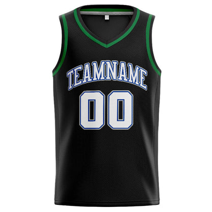 Benutzerdefinierte Authentisch  Basketball Trikot Schwarz-Weiß-Kelly Green-Royal