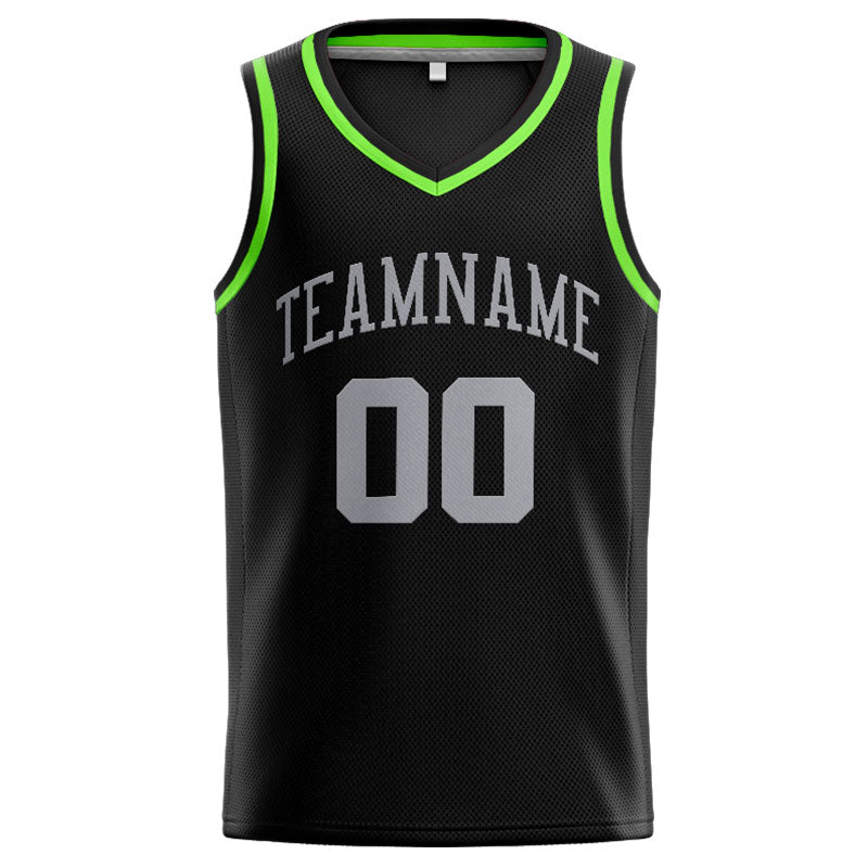 Benutzerdefinierte Authentisch  Basketball Trikot Schwarz-Grau-Neongrün