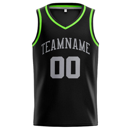 Benutzerdefinierte Authentisch  Basketball Trikot Schwarz-Grau-Neongrün