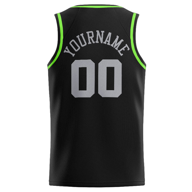 Benutzerdefinierte Authentisch  Basketball Trikot Schwarz-Grau-Neongrün