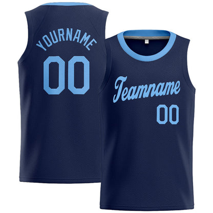 Benutzerdefinierte Authentisch  Basketball Trikot Marine- Hellblau