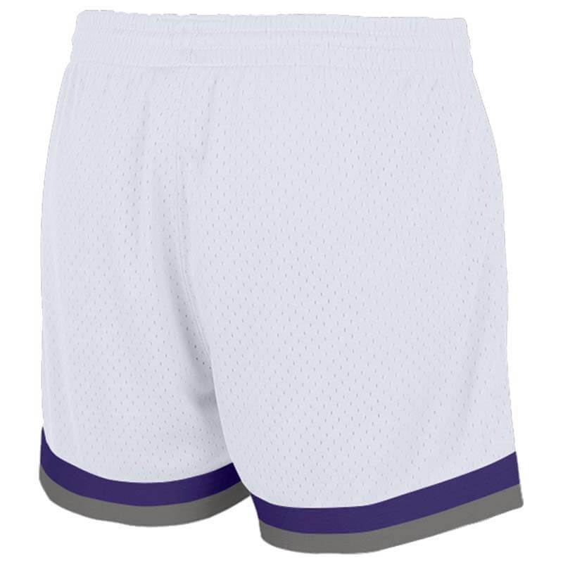 Benutzerdefiniert Violett-Weiß-Grau Authentisch Rückblick Basketball Kurze Hose