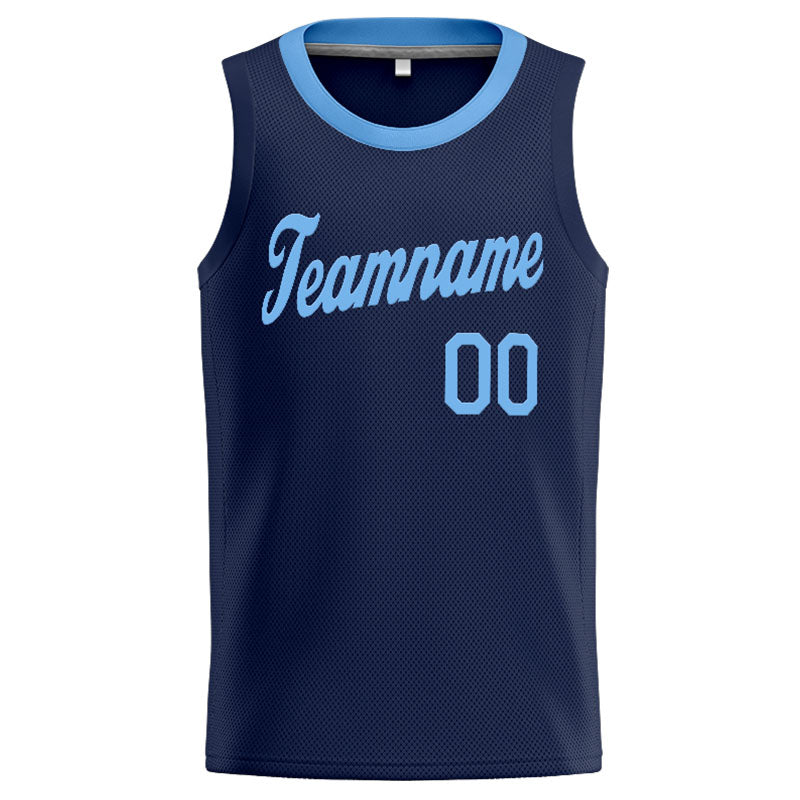 Benutzerdefinierte Authentisch  Basketball Trikot Marine- Hellblau