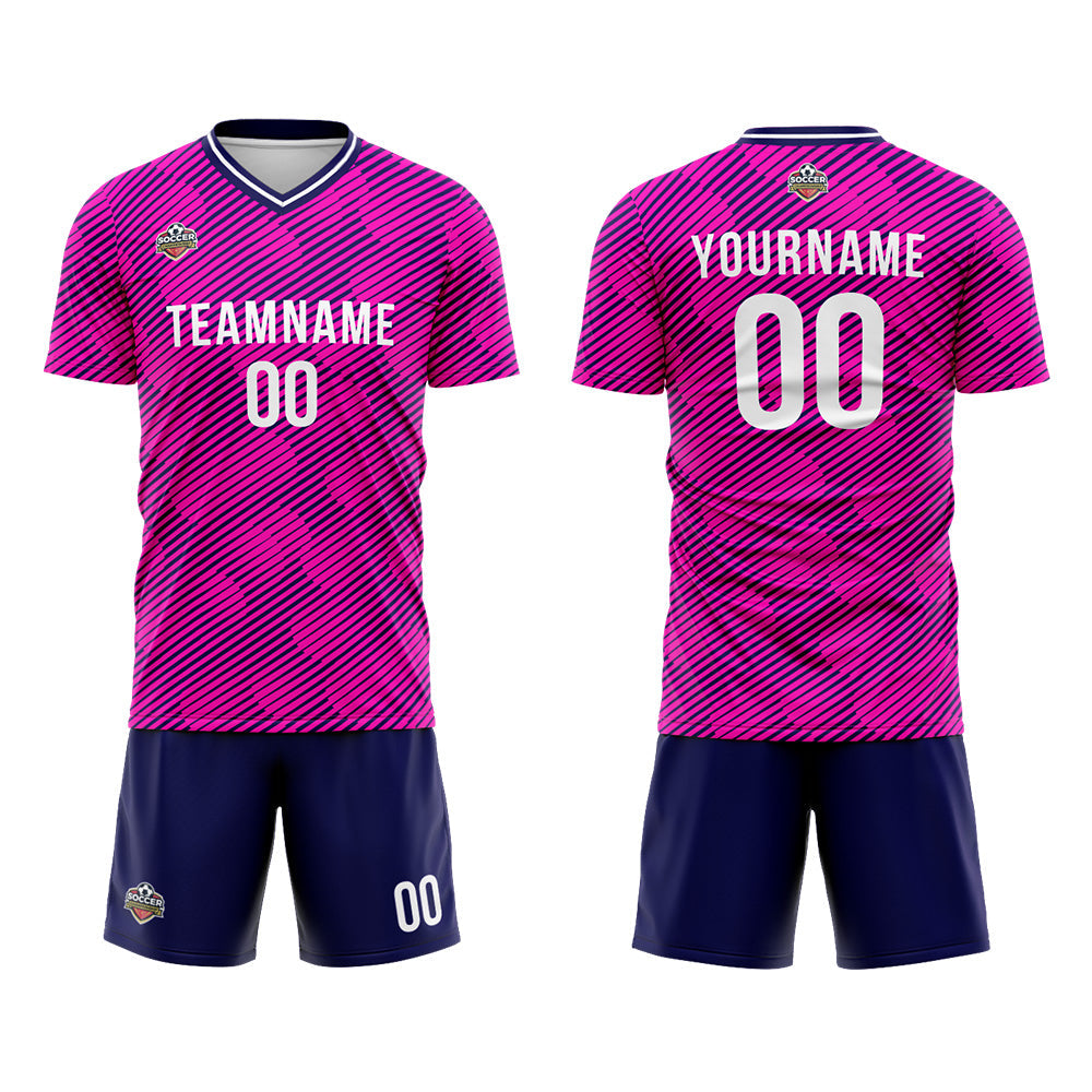 Benutzerdefinierte Fußball Trikots für Männer Frauen Personalisierte Fußball Uniformen für Erwachsene und Kind Rosa-Marine