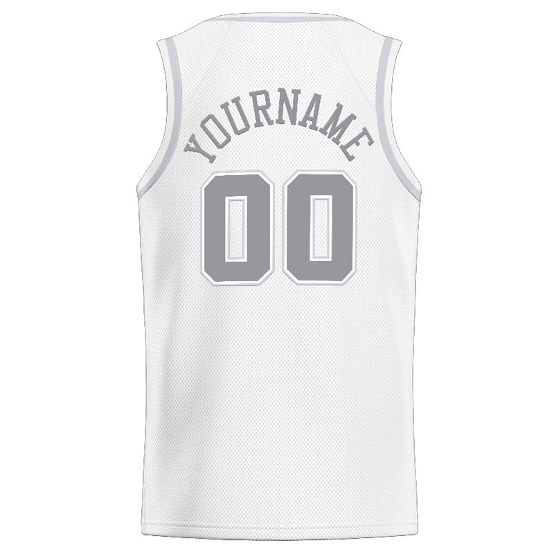 Benutzerdefinierte Authentisch  Basketball Trikot Weiß-Grau-Hellgrau