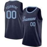 Benutzerdefinierte Authentisch Basketball Trikot Marine-Hellblau