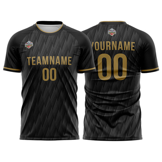 Benutzerdefinierte Fußball Trikots für Männer Frauen Personalisierte Fußball Uniformen für Erwachsene und Kind Schwarz-Grau-Gold